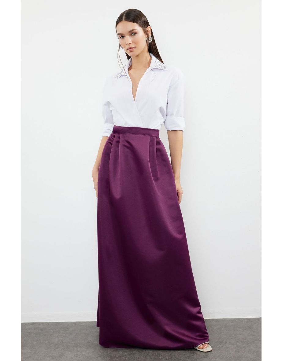 Mauve satin maxi skirt online