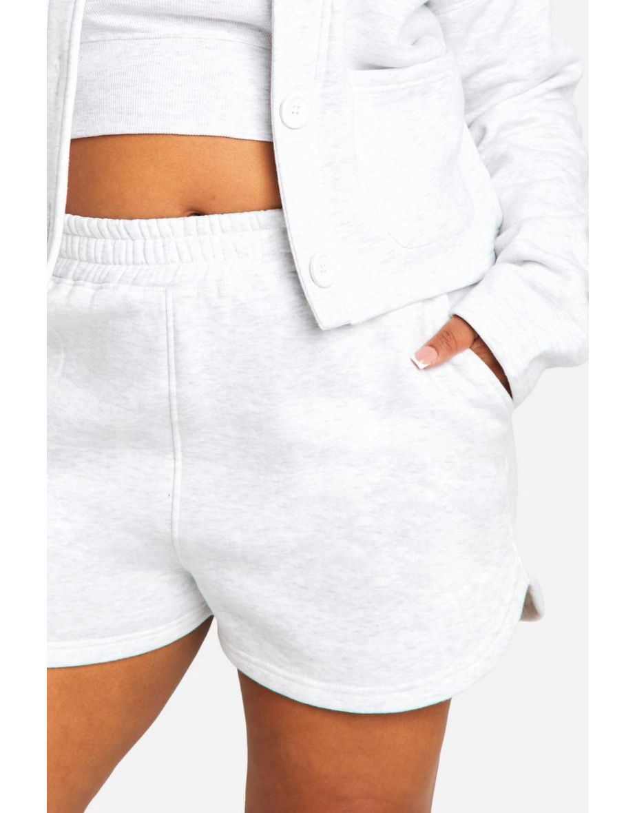 Plus Button Through Cardigan And Sweat Short Set - 3