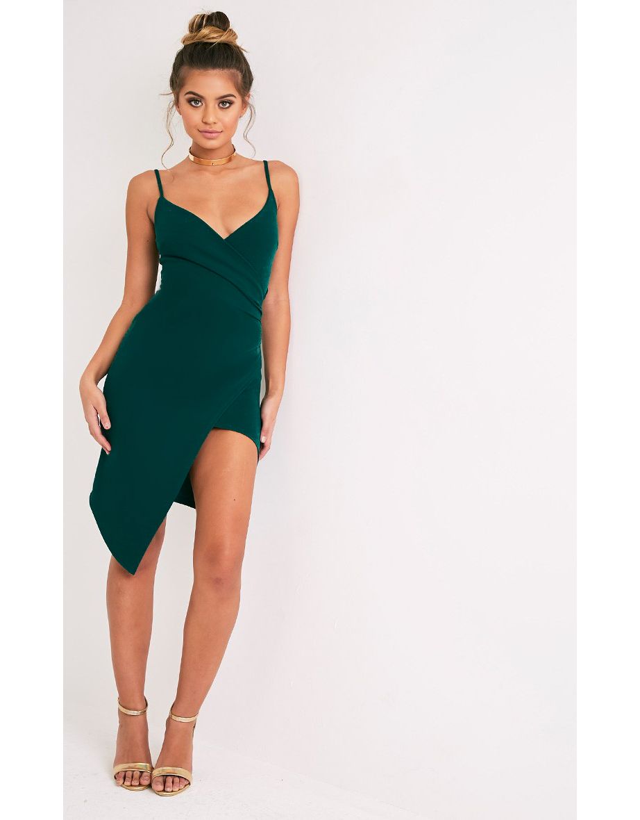 Lauriell Emerald Green Wrap Front Midi Dress - 4