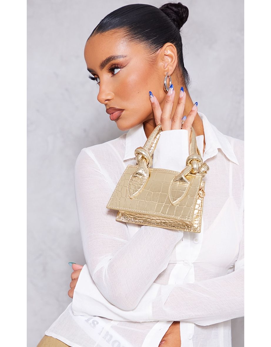 Shop Gold Knot Handle Mini Grab Bag Online in Oman VogaCloset