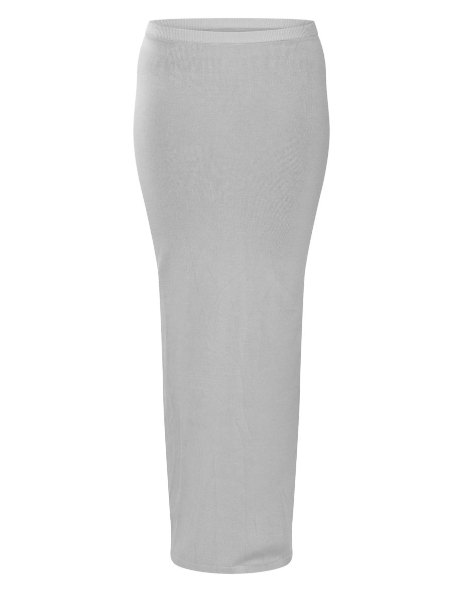 Light Grey Floaty Knitted Maxi Skirt - 4