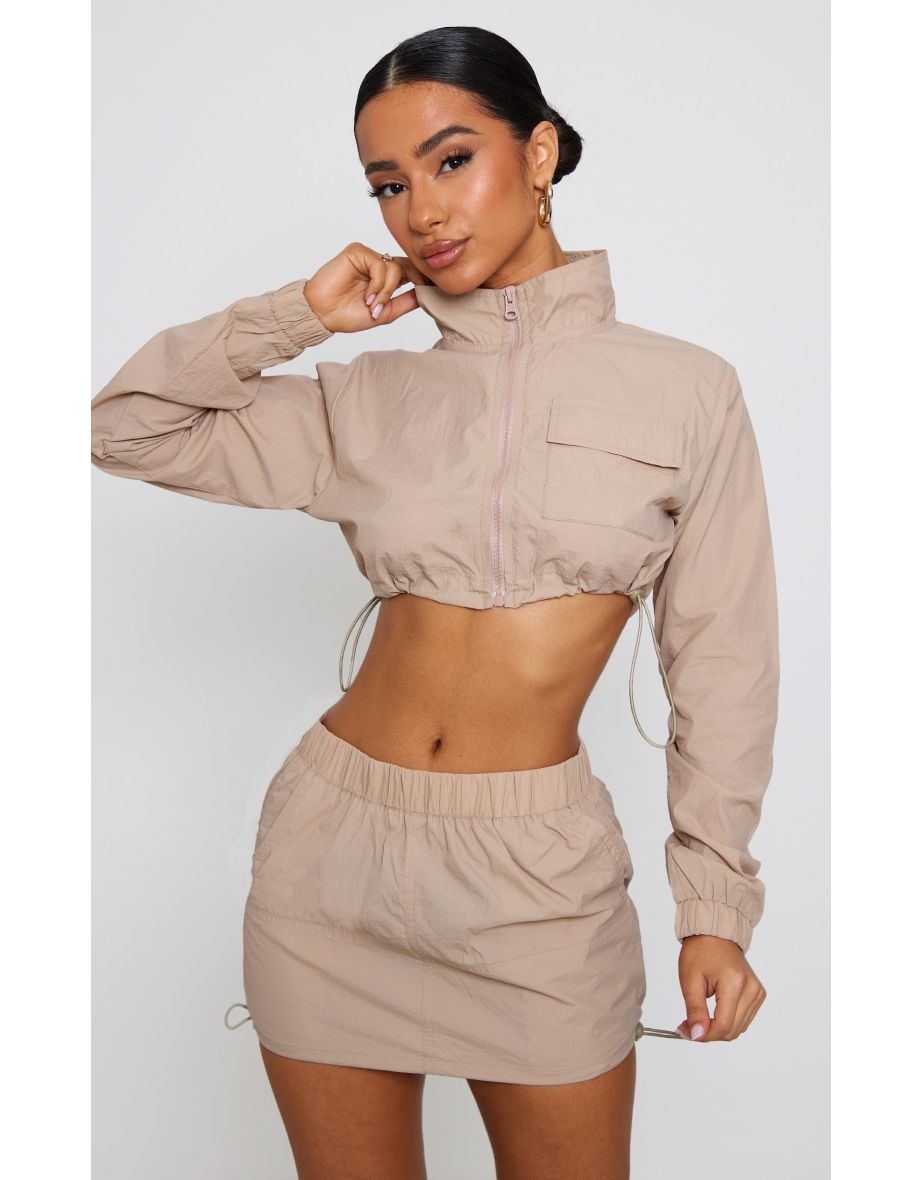 Taupe on sale cropped jacket