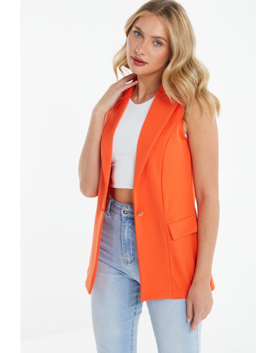 Orange Sleeveless Blazer