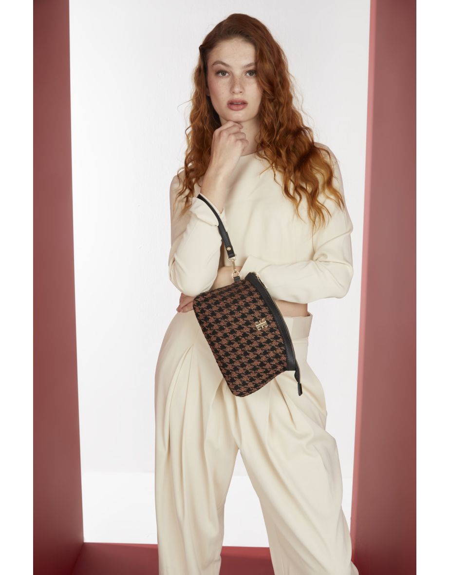 Women's Tweed Brown Clutch Bag