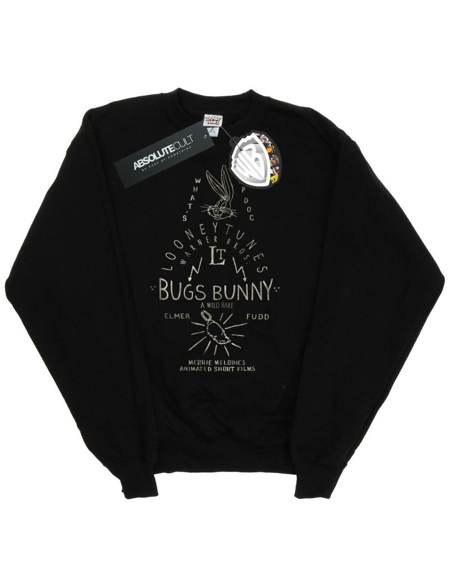 Looney Tunes Boys Bugs Bunny A Wild Hare Sweatshirt - Black