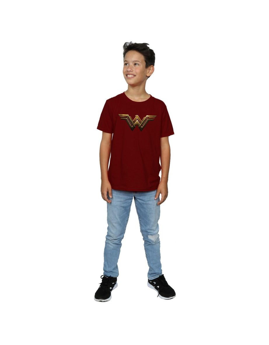 DC Comics Boys Justice League Movie Wonder Woman Emblem T-Shirt - Burgundy - 3
