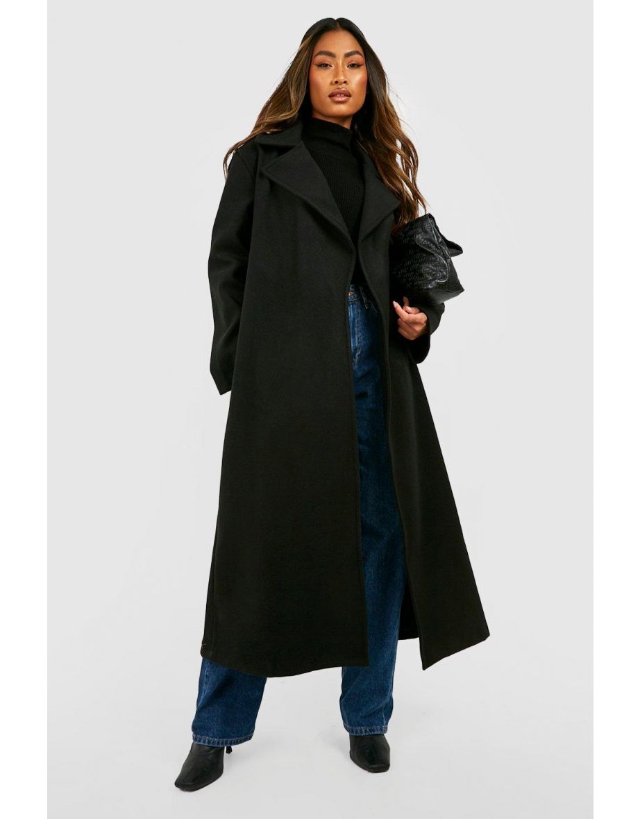 Shop Longline Wool Look Coat black Online in Bahrain VogaCloset