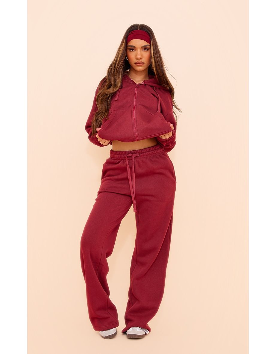 Shop Cherry Red Wide Leg Oversized Joggers Online in Qatar VogaCloset