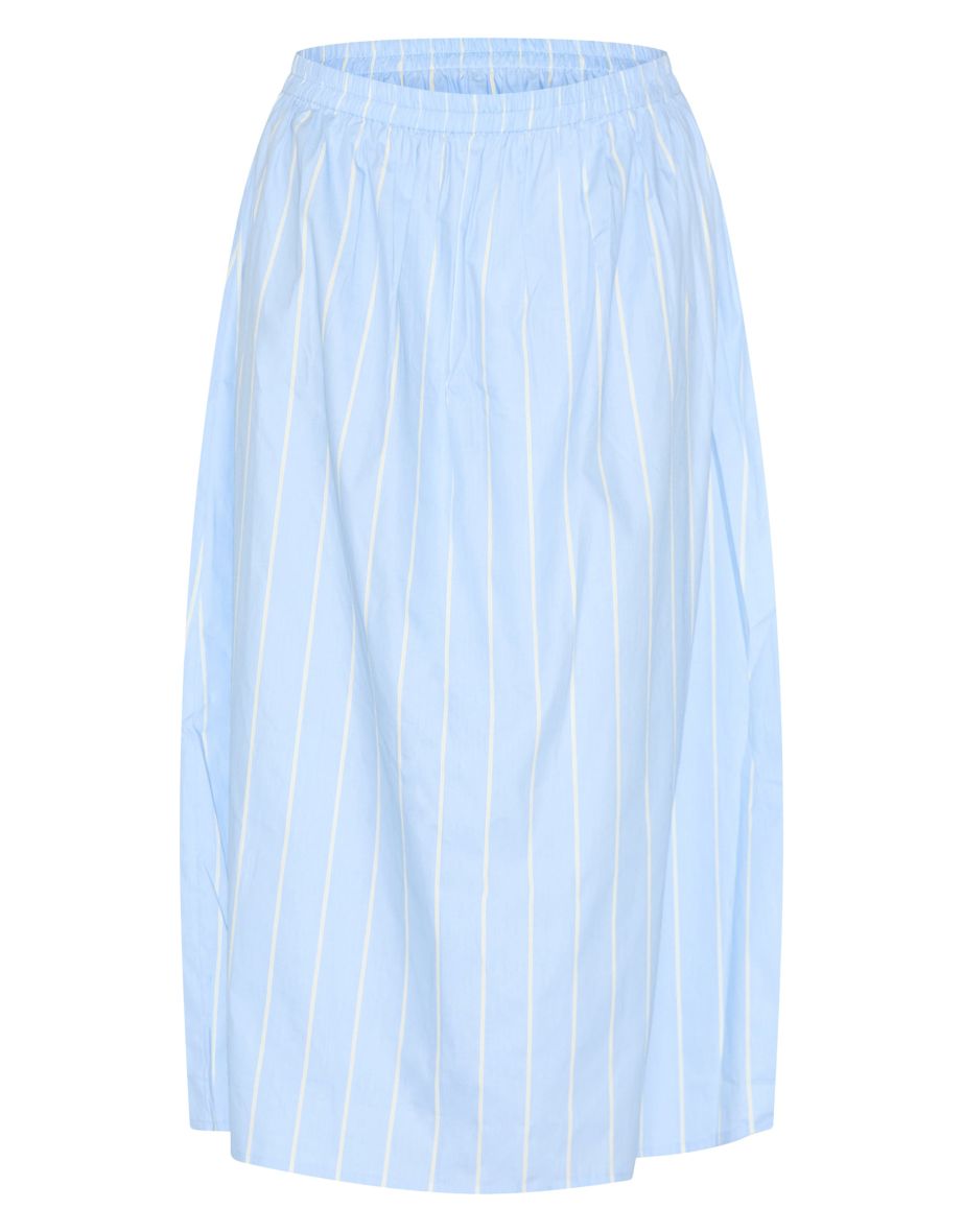 Plus Blue Cotton Poplin Maxi A-line Skirt - 4