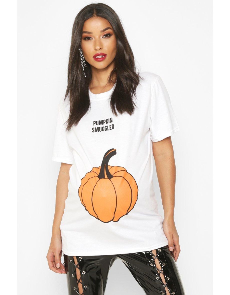 Maternity 'Pumpkin Smuggler' Halloween T-Shirt - white