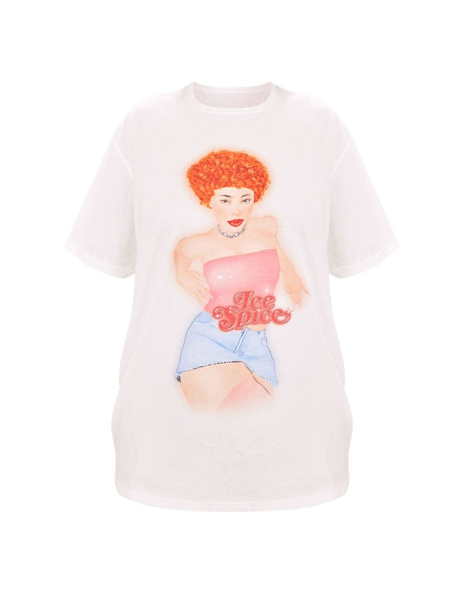 White Ice Spice Printed T Shirt - 4