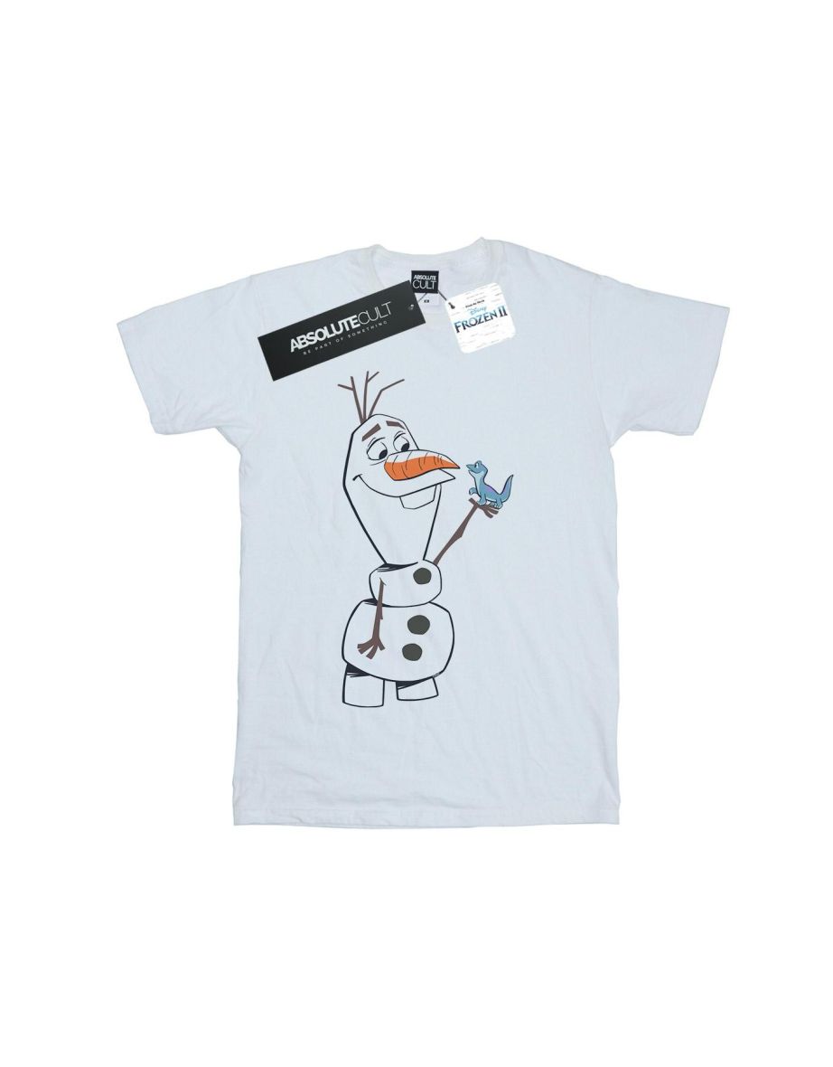Disney Womens/Ladies Frozen 2 Olaf And Salamander Cotton Boyfriend T-Shirt - White