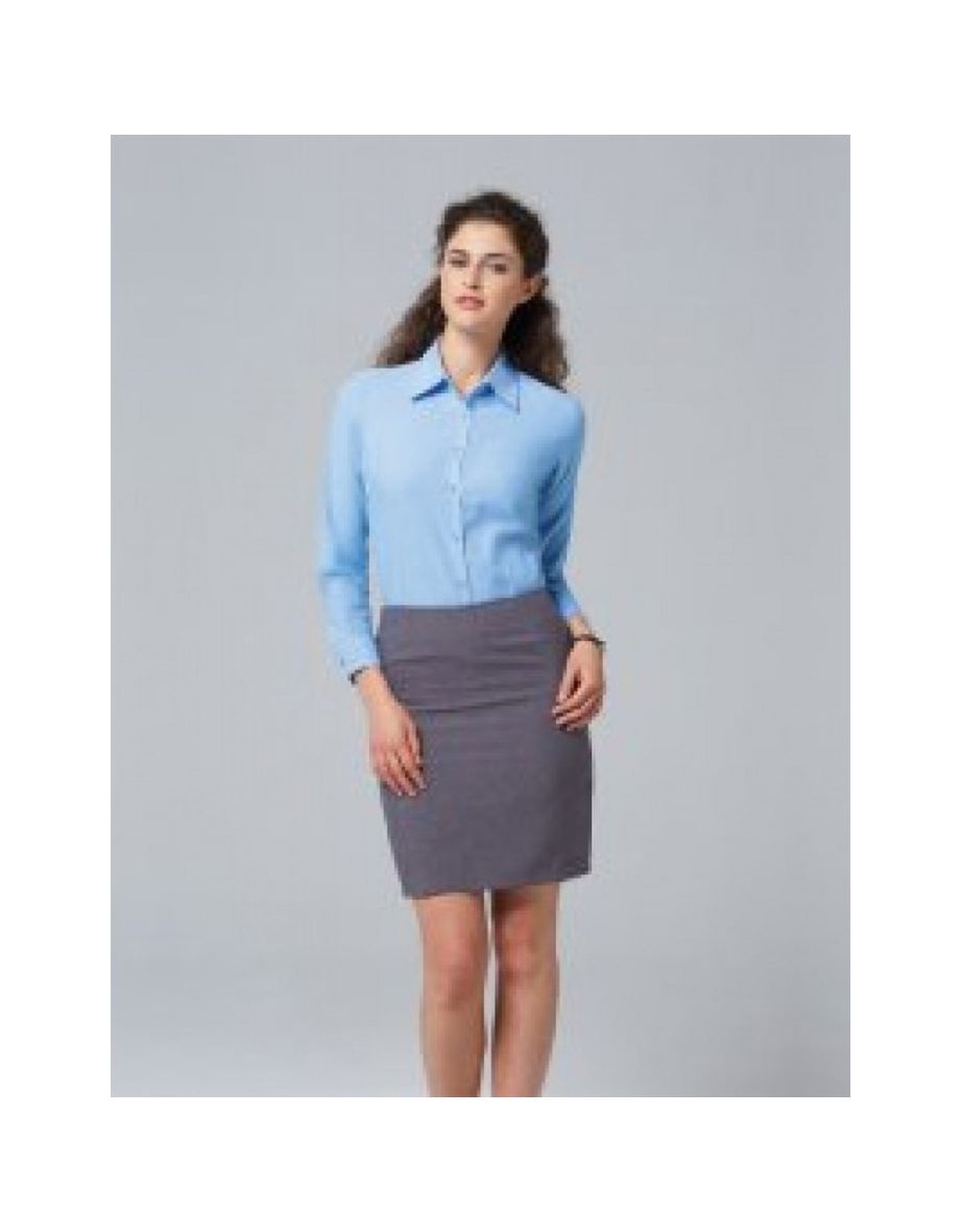 Russell Collection Ladies/Womens Long Sleeve Easy Care Oxford Shirt - Oxford Blue - 3