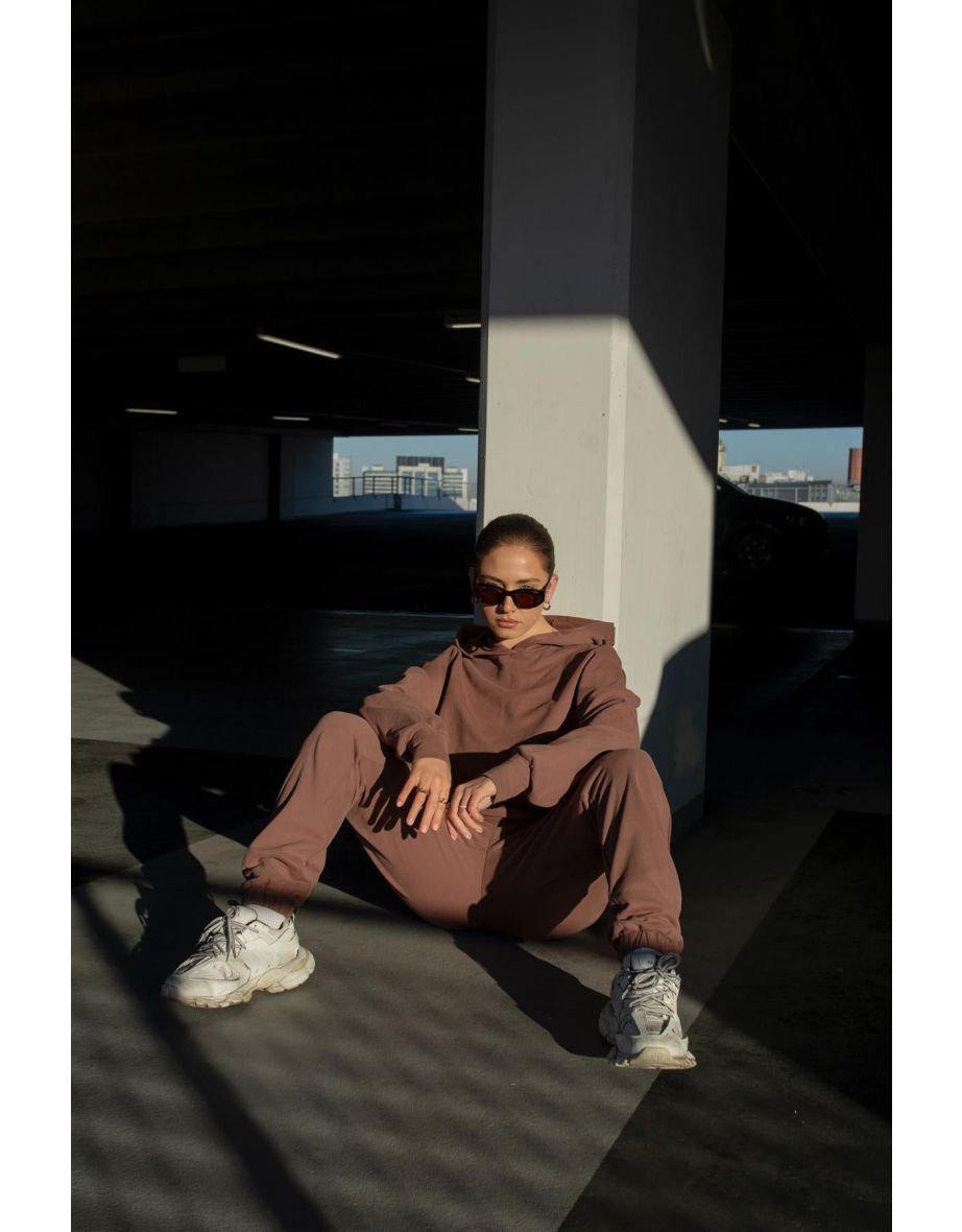 Agon Lounge Boxy Oversized Hoodie - Coffee - 6