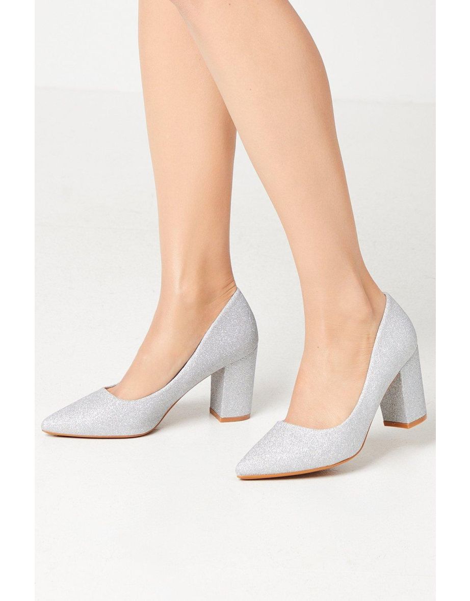 Shop Blakely Glitter High Block Heel Pointed Court Shoes Online in Qatar VogaCloset