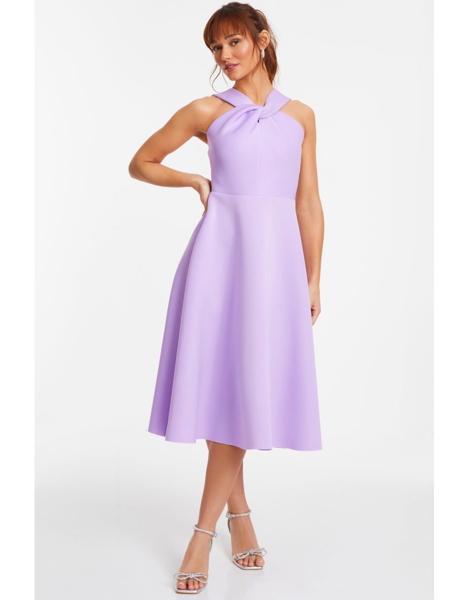 Shop Lilac Halter Neck Skater Midaxi Dress Online in Bahrain VogaCloset