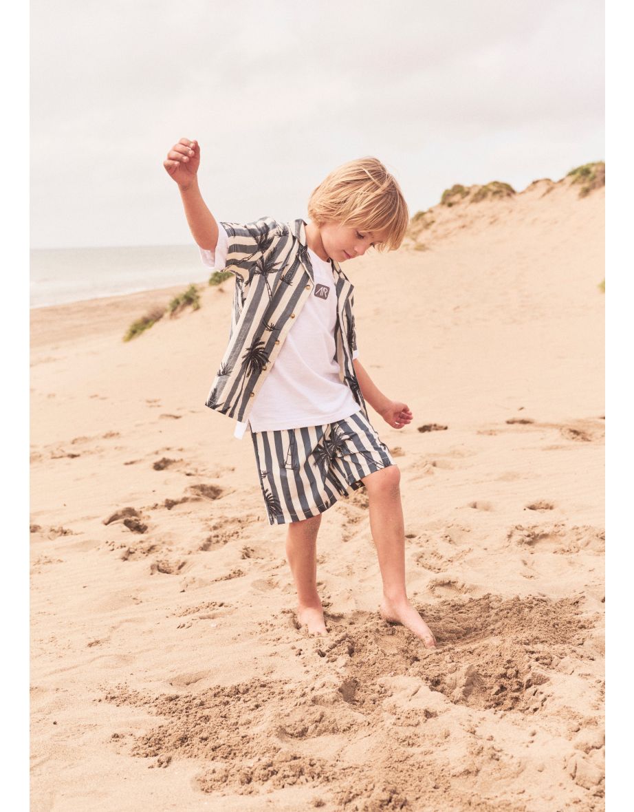 Gus Black Palm Print Swim Short - 8