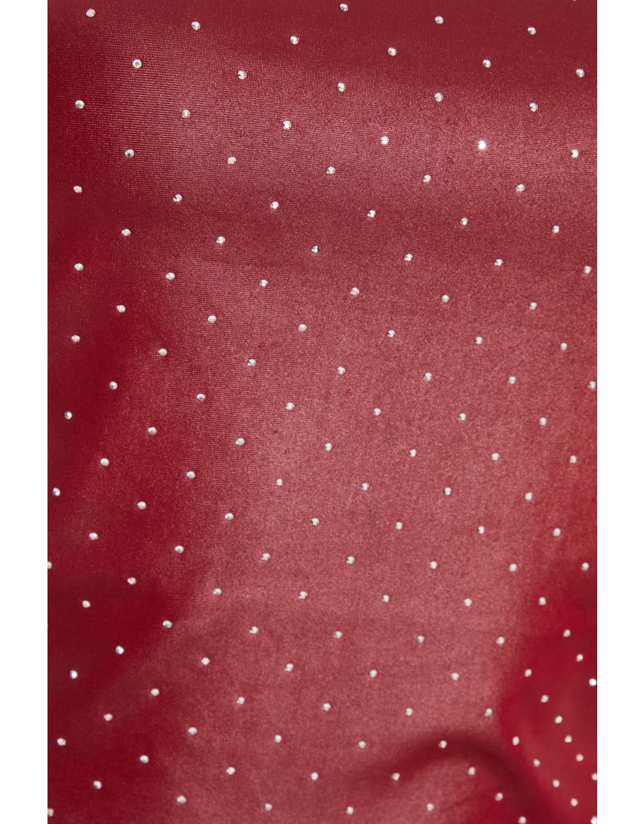 Dark Red Faux Leather Crop Top - 2