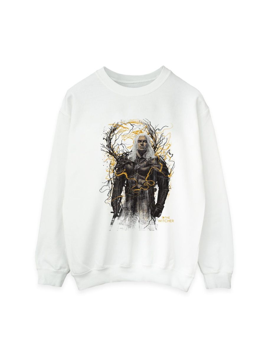 Netflix Mens The Witcher Smoking Wolf Sweatshirt - White