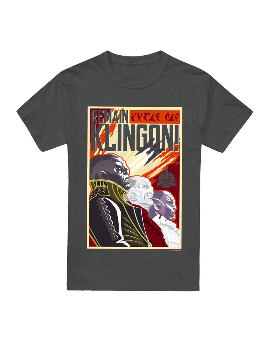 Star Trek: Discovery Unisex Adult Remain Klingon Poster T-Shirt - Charcoal