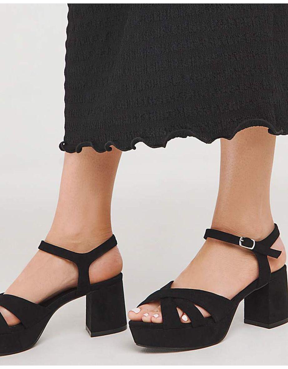 Strap Detail Platform Sandal Wide Fit