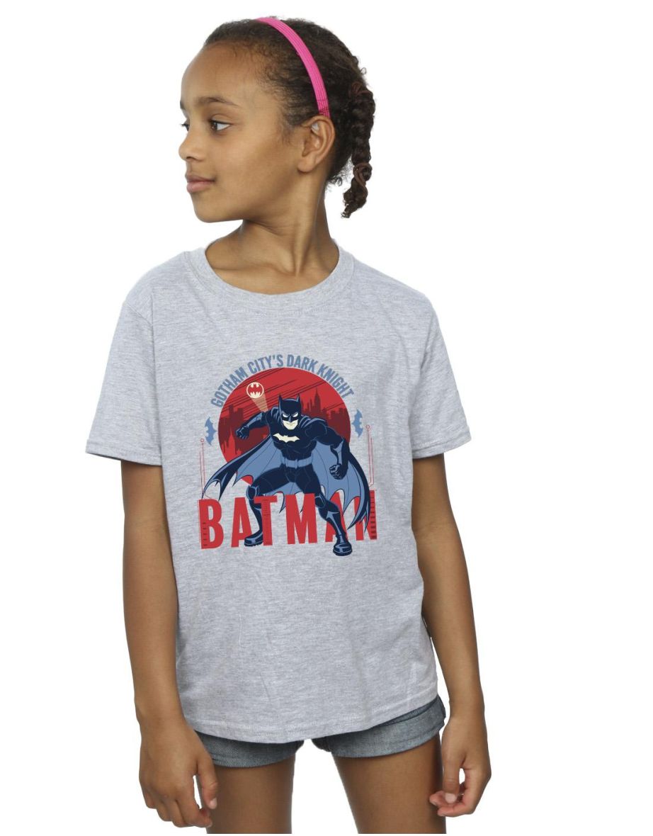DC Comics Girls Batman Gotham City Cotton T-Shirt - Sports Grey