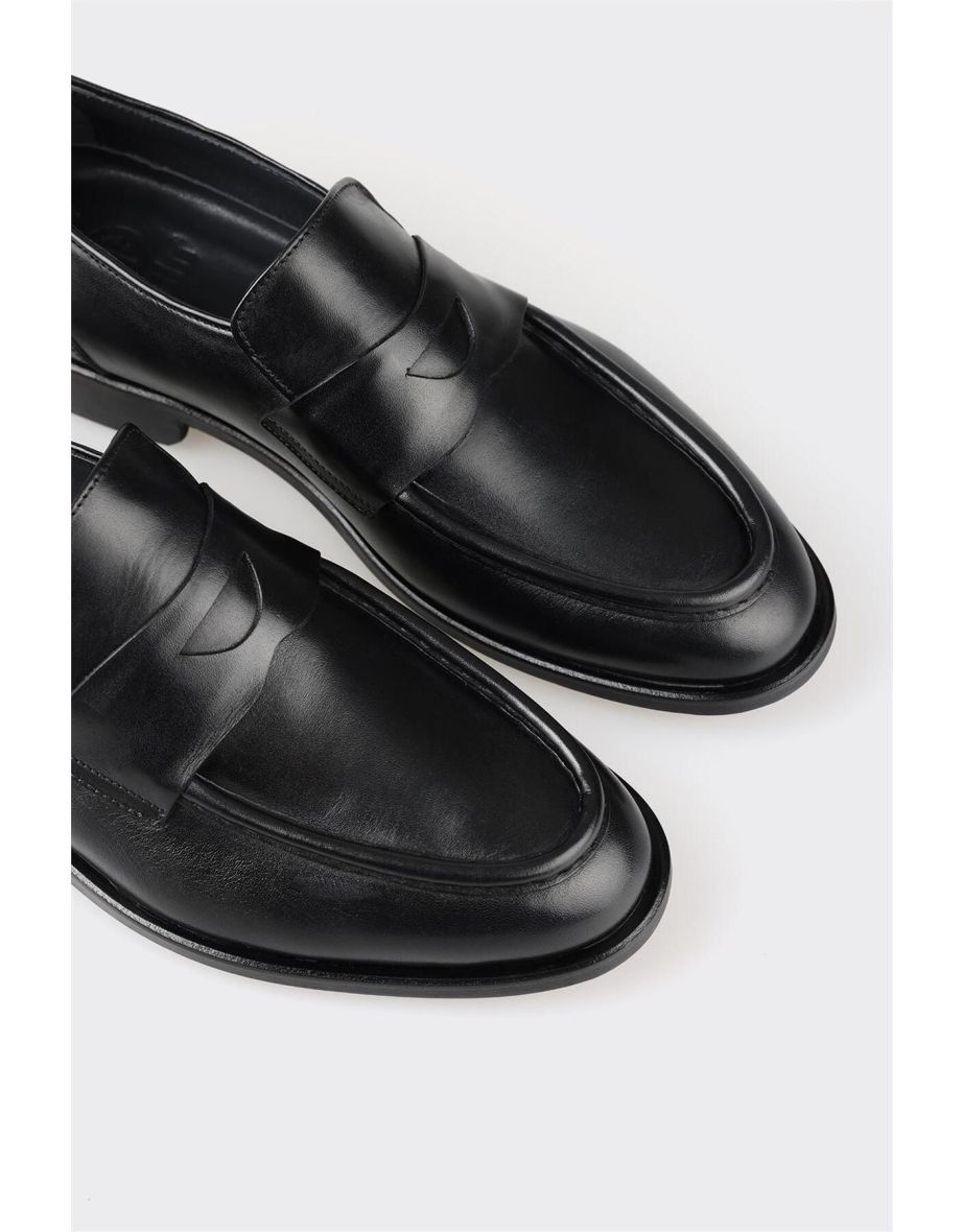 Black Leather Men's Loafer - 4