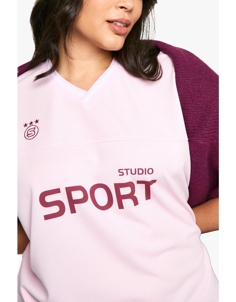Plus Sport Studio V Neck Oversized Football Shirt - 3