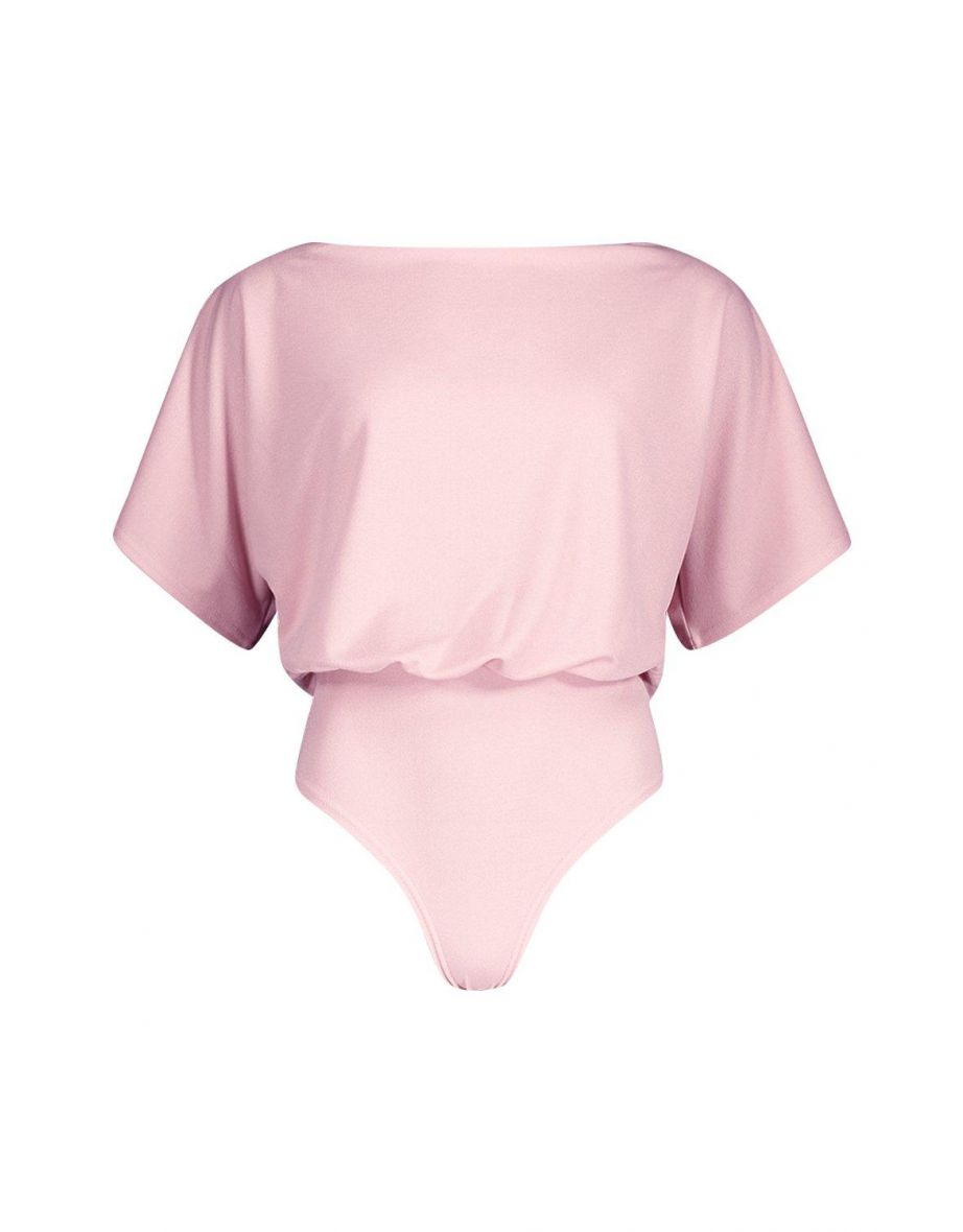 Slash Neck Bodysuit - dusky pink - 2