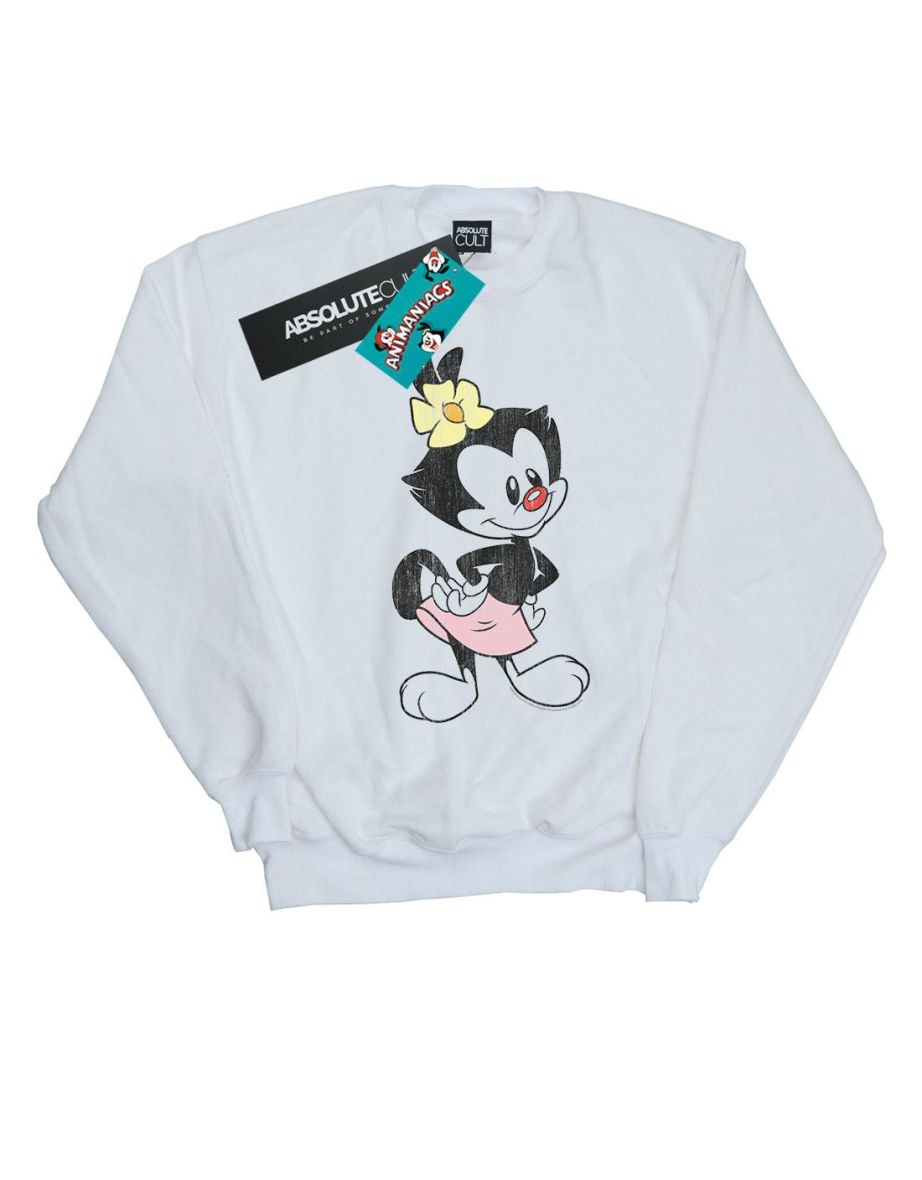 Animaniacs Boys Dot Classic Pose Sweatshirt - White