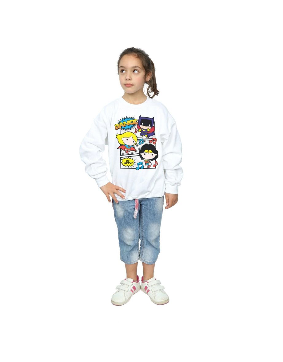 DC Comics Girls Chibi Super Friends Dance Sweatshirt - White - 3