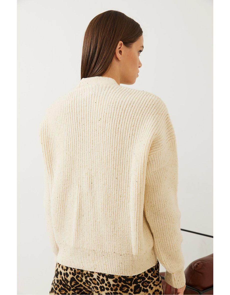 Women's Button Detail Sequin Cardigan - 6