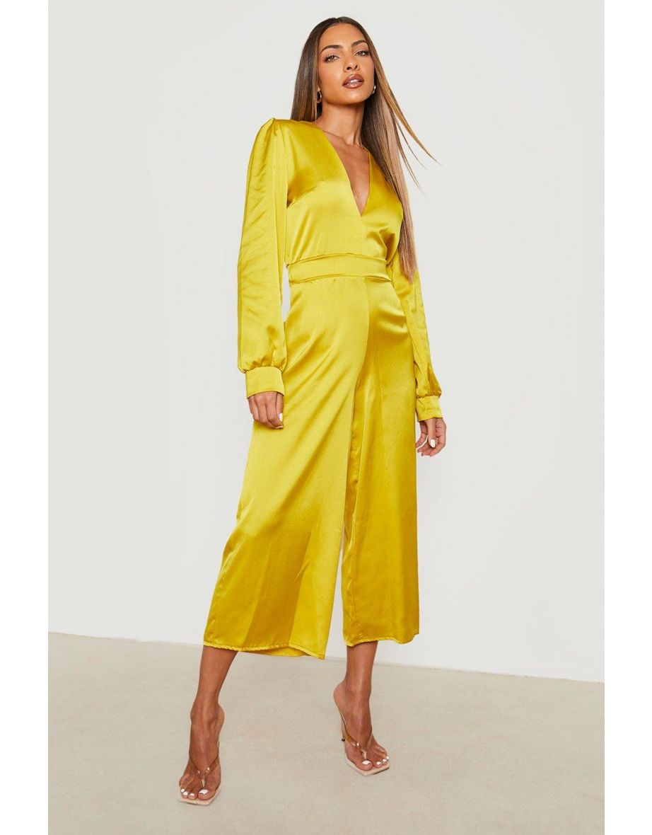 Mustard satin jumpsuit on sale