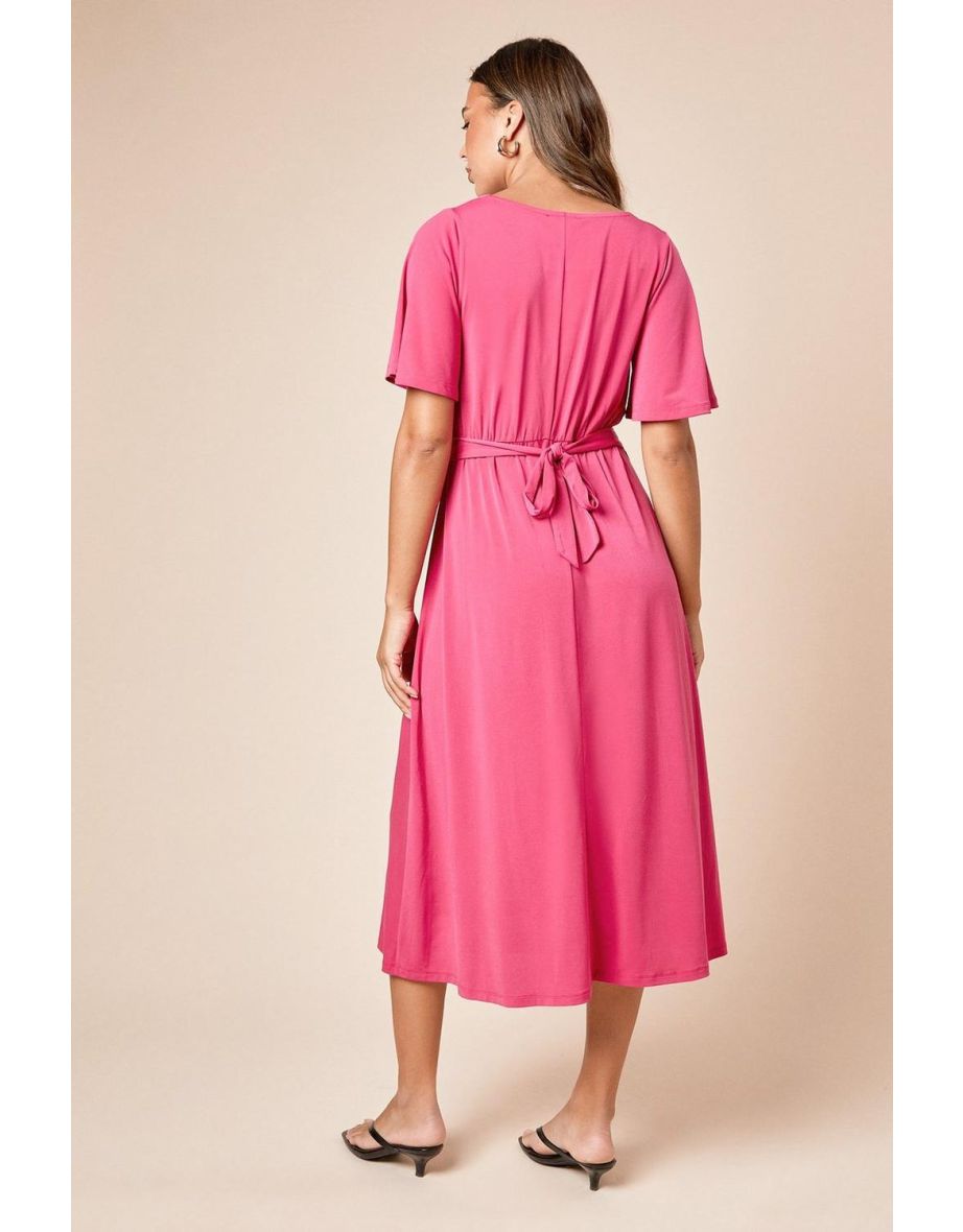 Cowl Neck Tie Back Midi Dress - 3