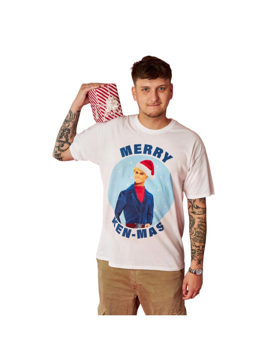 Barbie Mens Merry Kenmas T-Shirt - White - 2