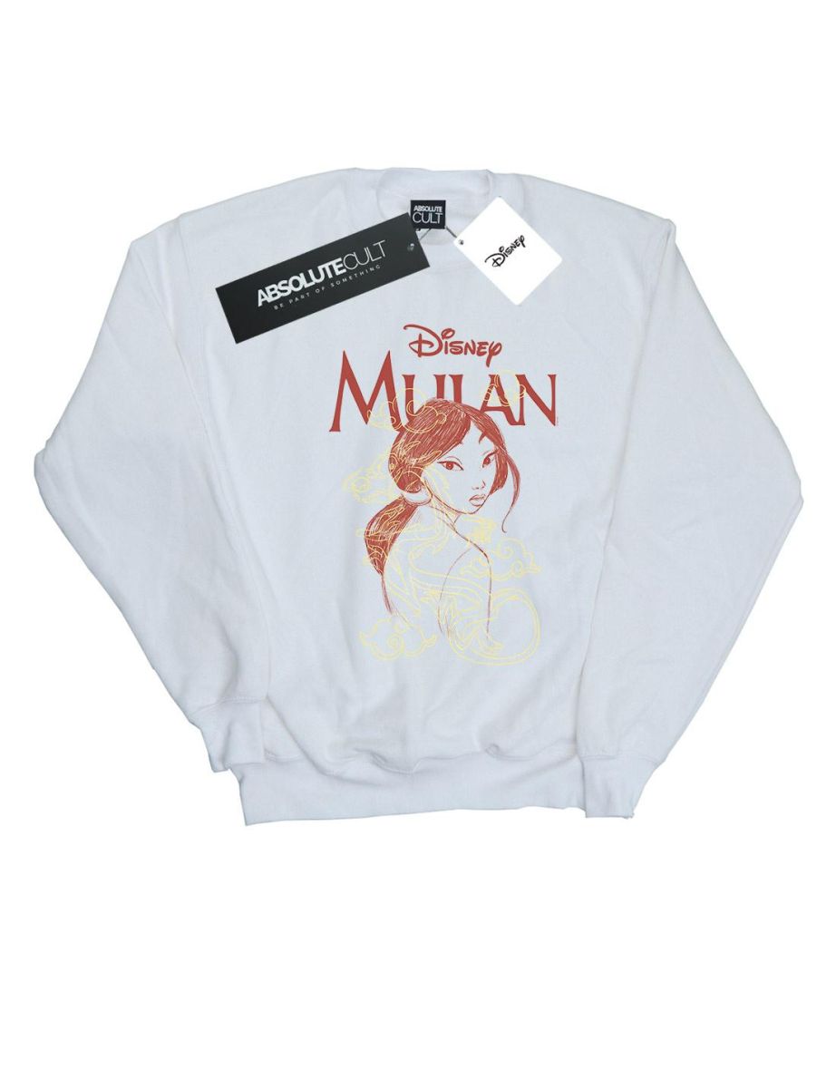 Disney Girls Mulan Dragon Sketch Sweatshirt - White