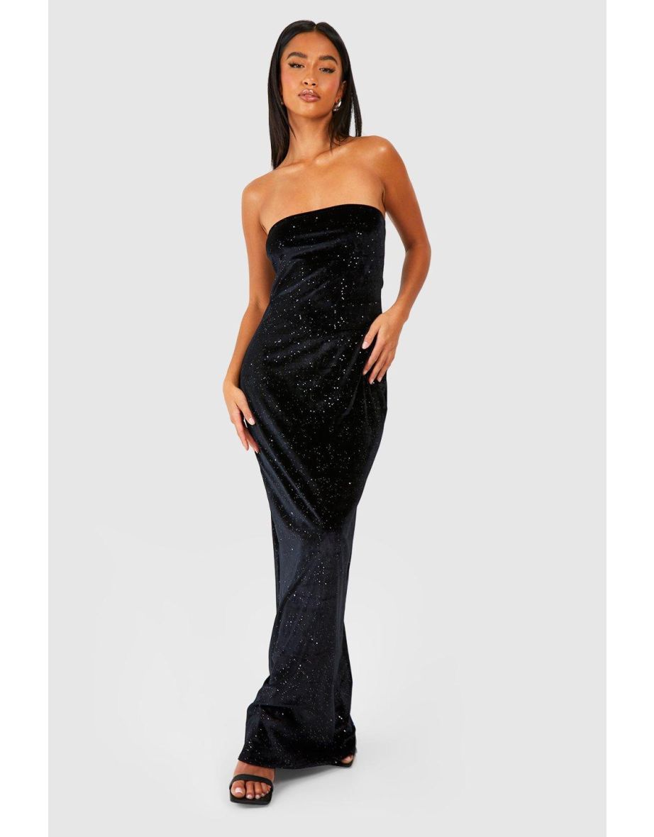 Shop Petite Velvet Bandeau Maxi Dress Online in Oman VogaCloset