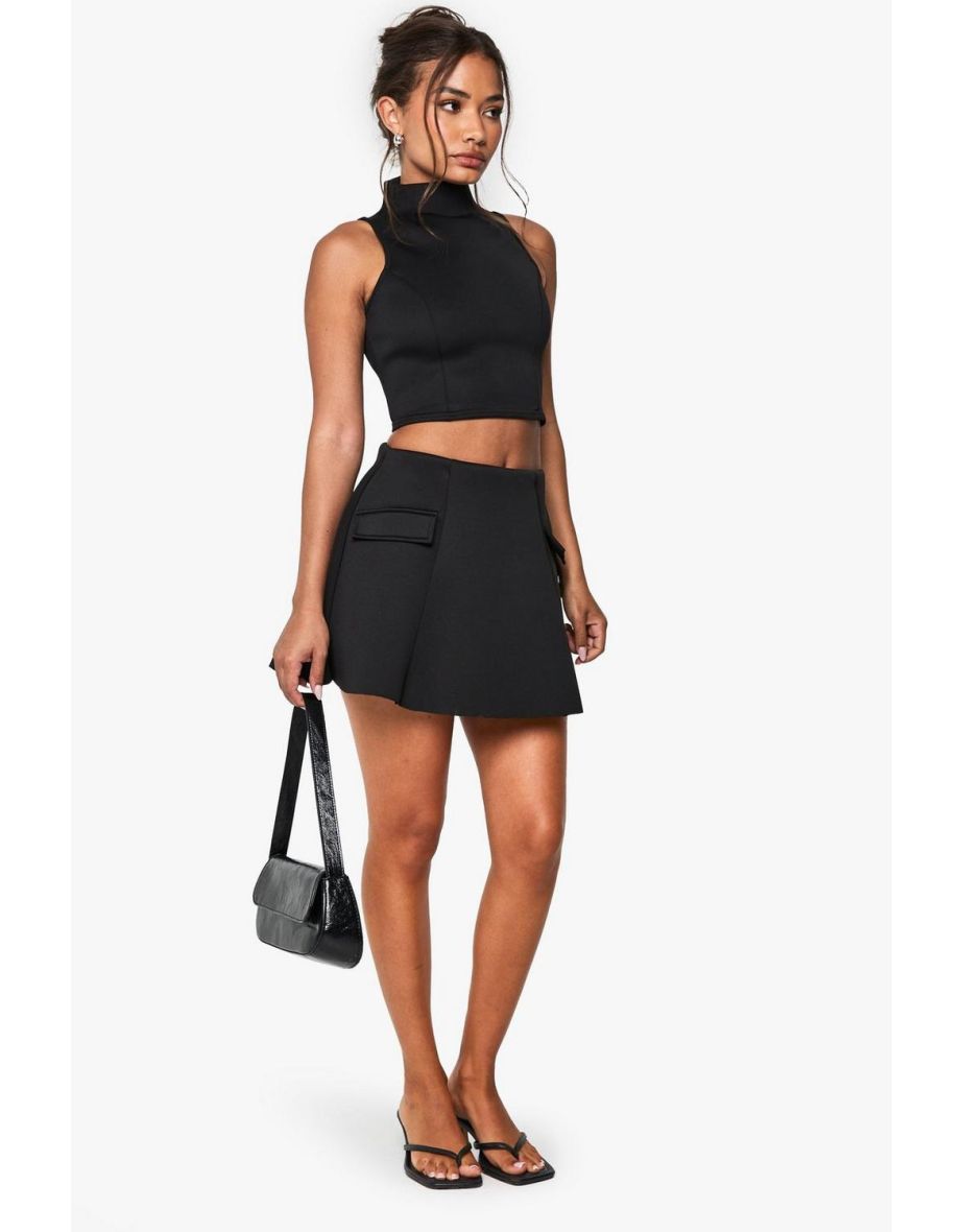 Scuba Pocket Detail A Line Skirt