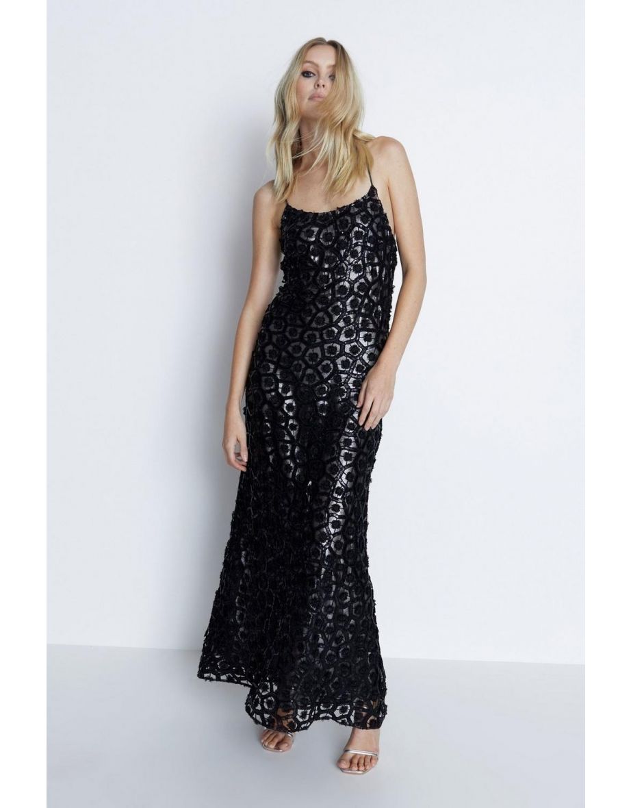Sequin Lace Maxi Dress
