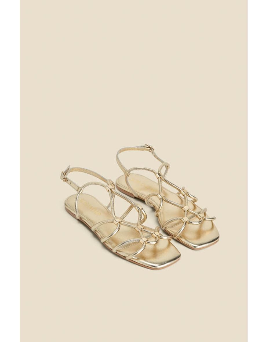 Gold Leather Gladiator Sandals