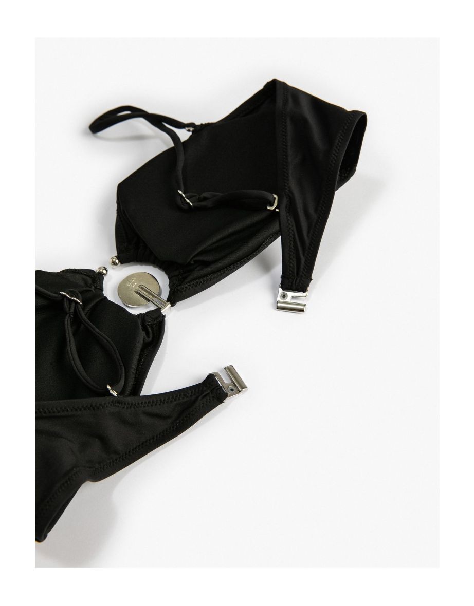 Bikini Tops with Metal Accessories and Detachable Straps - 2