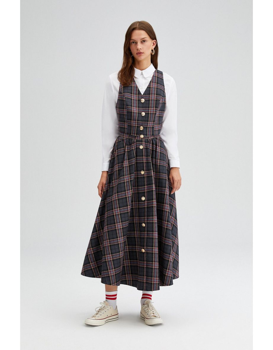 PLAID VEST AND SKIRT SET