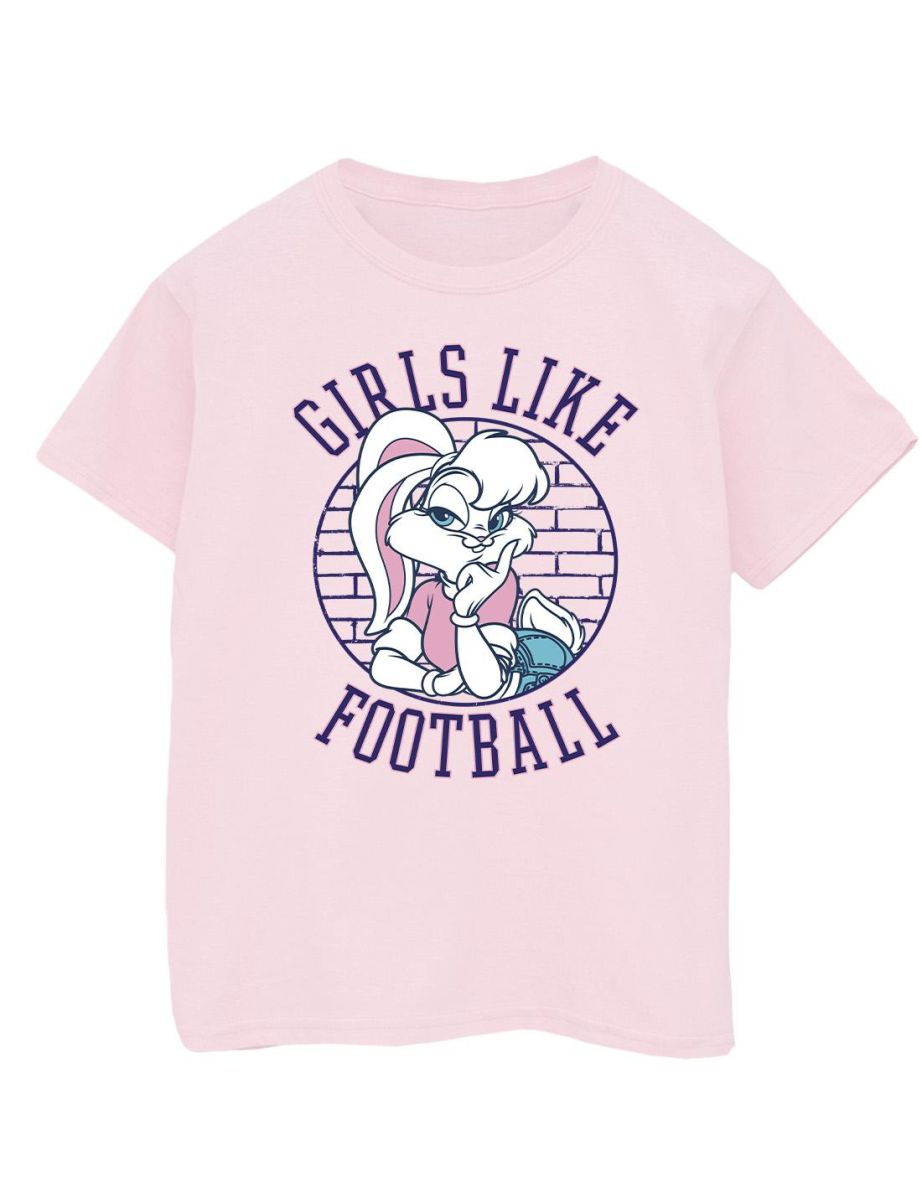 Looney Tunes Girls Lola Bunny Girls Like Football Cotton T-Shirt - Baby Pink
