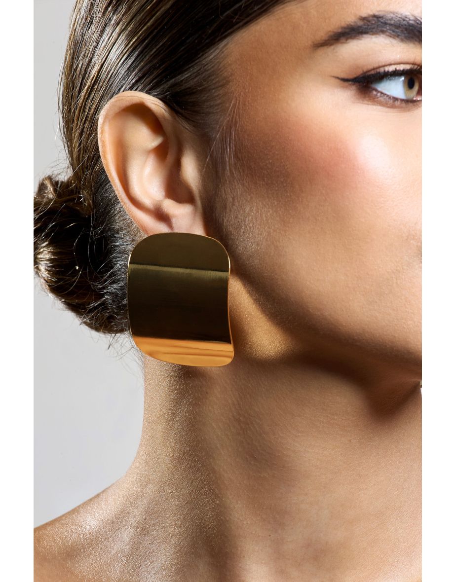 Jasper | Gold Rectangle Statement Earrings - 4
