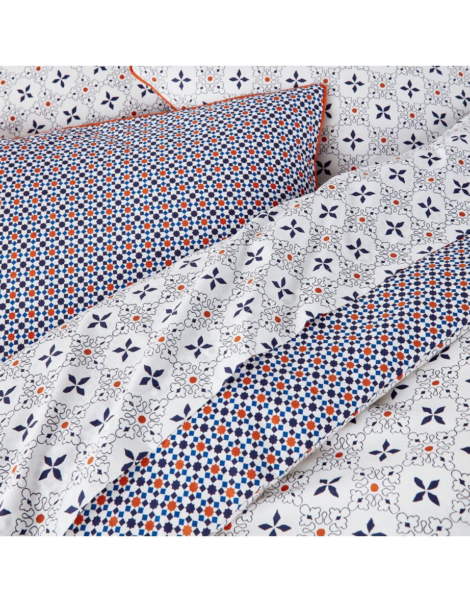 Zehia Printed Cotton Percale Flat Sheet - 2