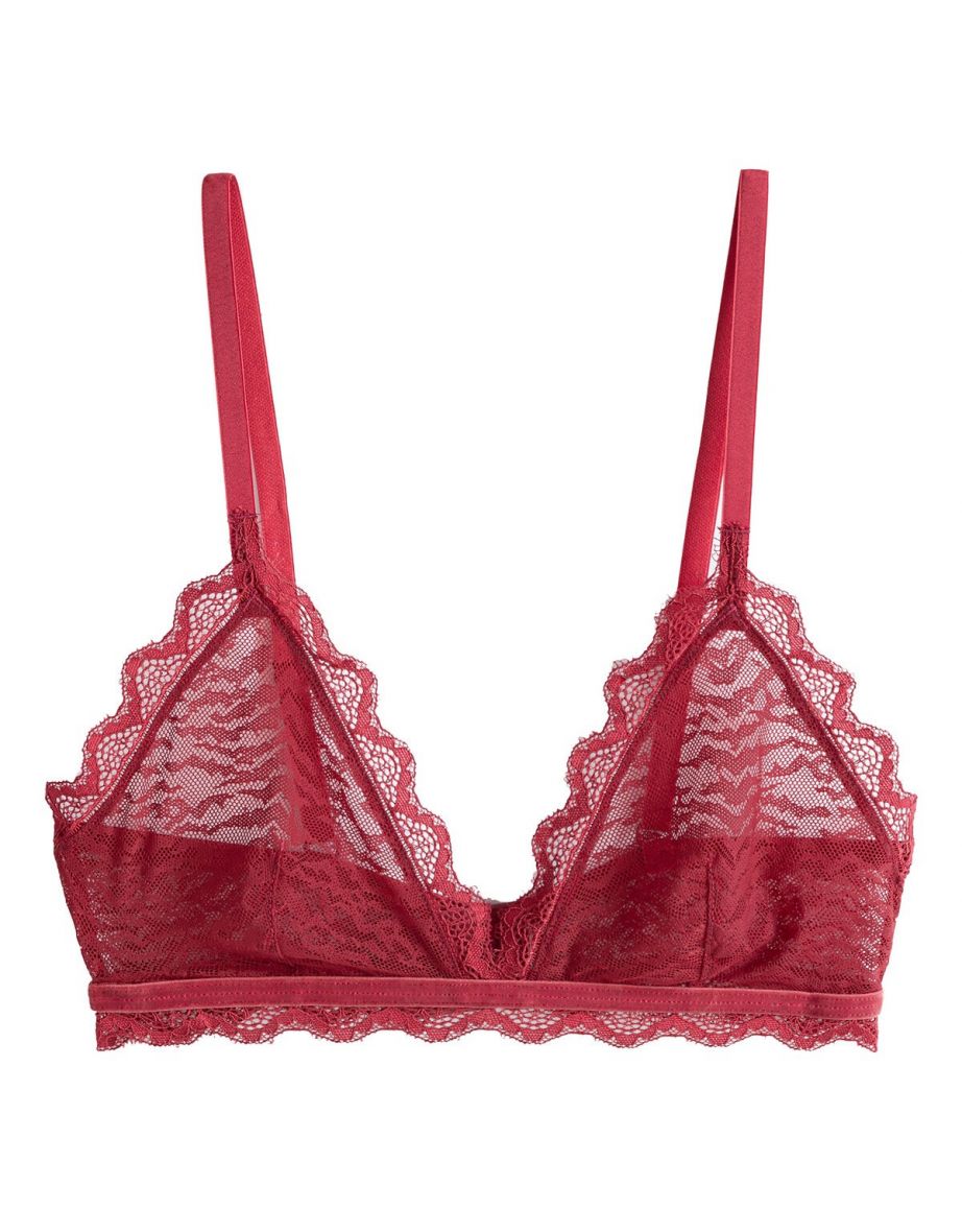 Non-underwired triangle bra in lace red La Redoute Collections