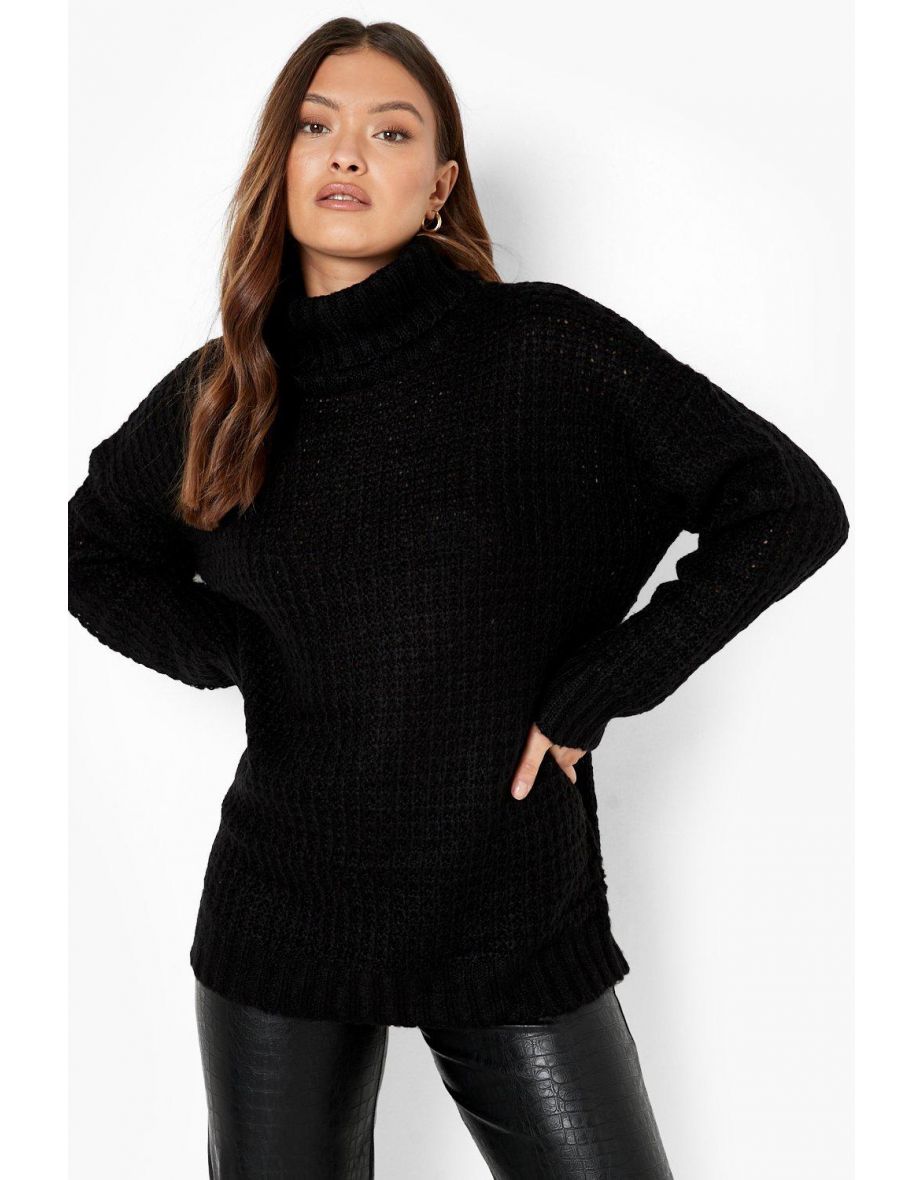 Shop Soft Knit Roll Neck Slouchy Jumper black Online in Qatar VogaCloset