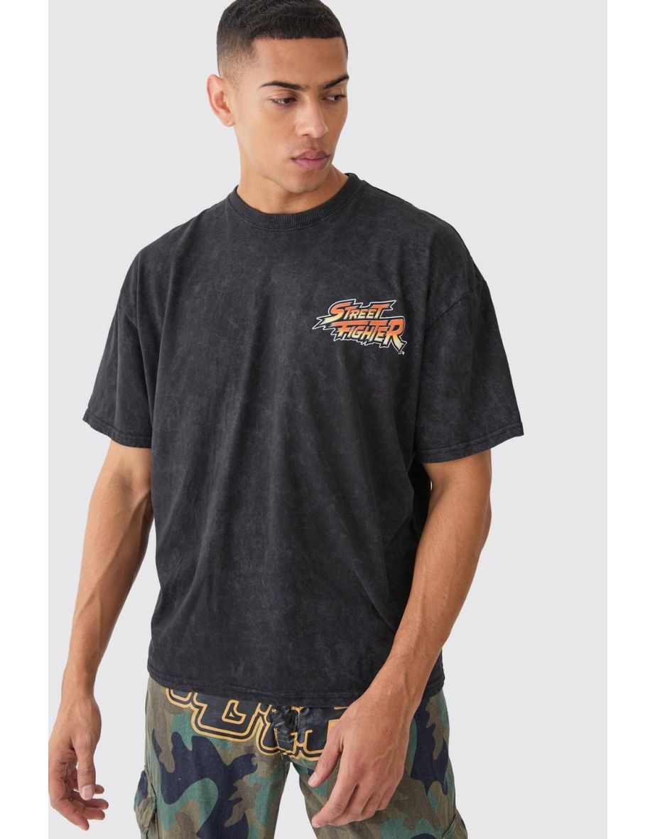 Oversized Street Fighter Anime License T-shirt - black - 2