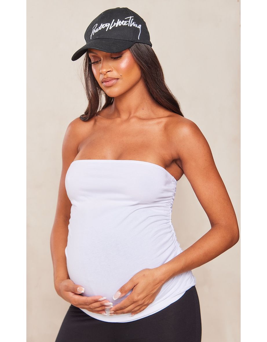 Maternity White Ruched Detail Bandeau Top