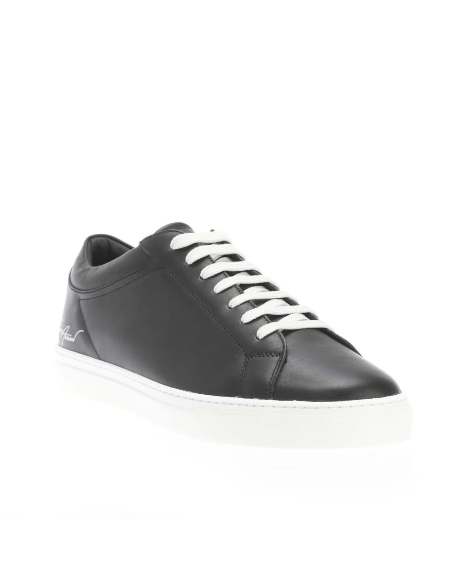 Shop Men s Armani Leather Trainers in Black Online in Qatar VogaCloset